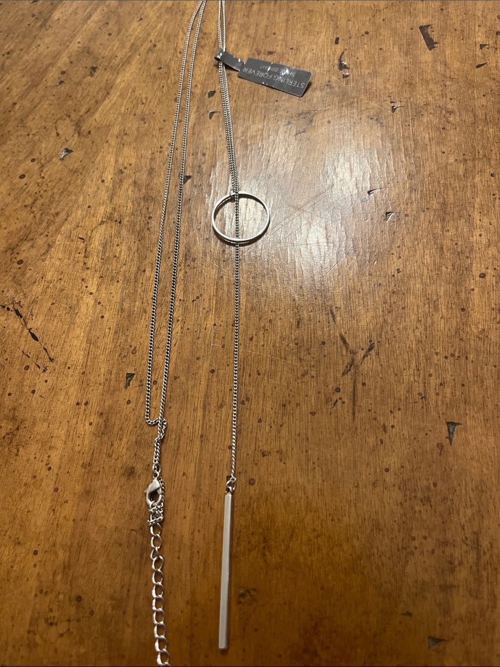 Sterling Forever Layering Circle and Bar Lariat Necklace